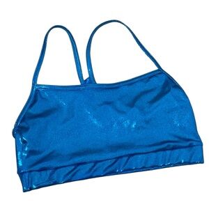 Balera Dancewear Blue Shimmer Dance Bra Racerback Small Preformance Activewear